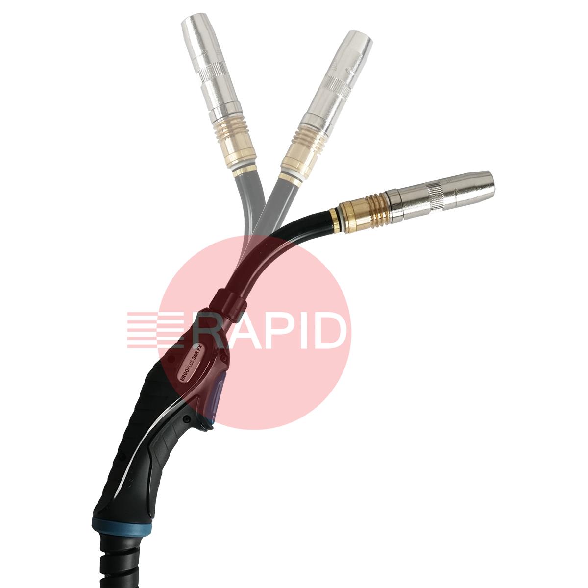 MA4264-030  Trafimet ERGOPLUS 36R Flex Neck Air Cooled MIG Torch w/ Euro Connection, 330A CO2, 300A Mixed Gas - 3m
